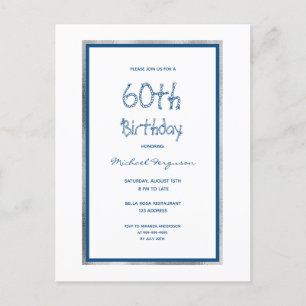 Anniversaire fête blanche bleu marine invitation