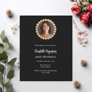 Anniversaire fête en or noir diamant invitation ph