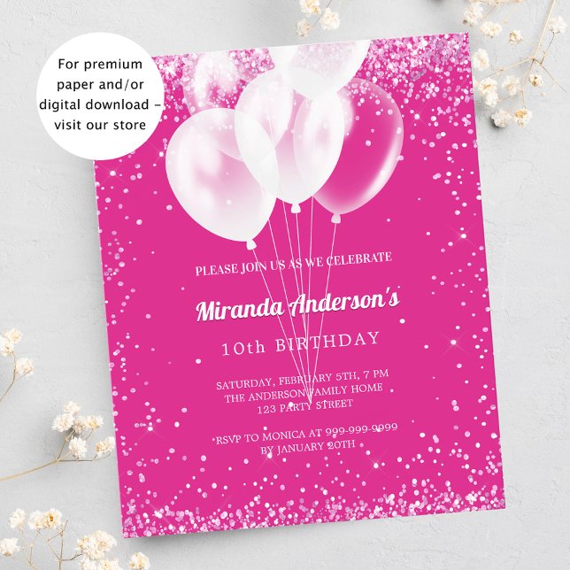 Anniversaire fête fille rose ballon budget invitat (Créateur téléchargé)