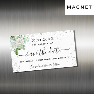 Anniversaire fête floral blanc enregistrer la date