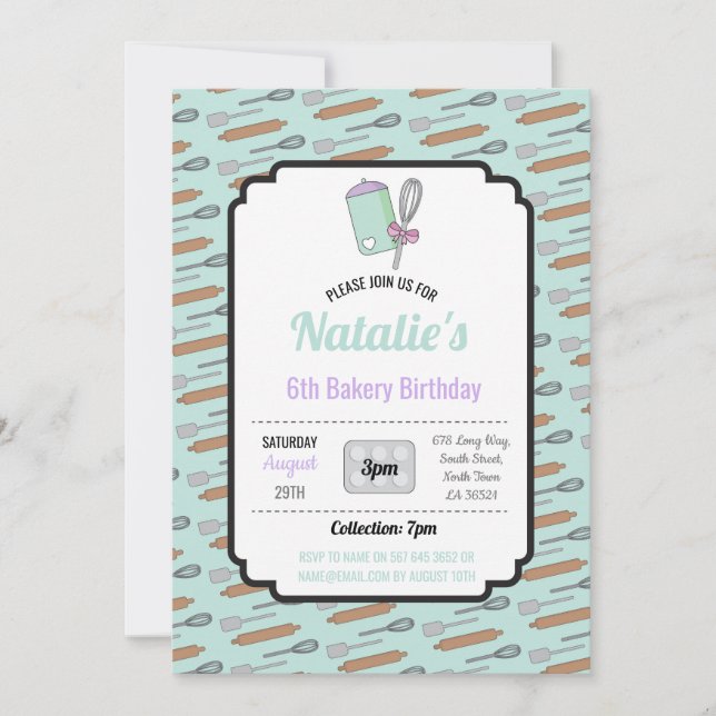 Anniversaire Fête Invitation Boulangerie Anniversa (Devant)