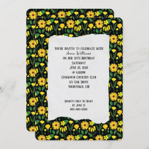 Anniversaire fête marguerite jaune Invitation