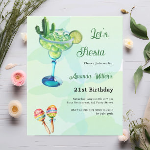 Anniversaire Fiesta Mexique style vert invitation