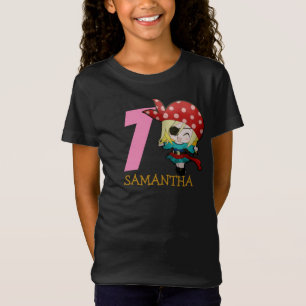 anniversaire fille fête pirate 7e Nom T-shirt