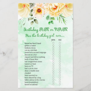 Anniversaire Floral Jeu ou jamais