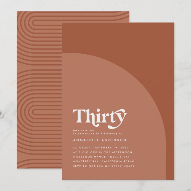 Anniversaire géométrique minimaliste en terre cuit (Devant / Derrière)