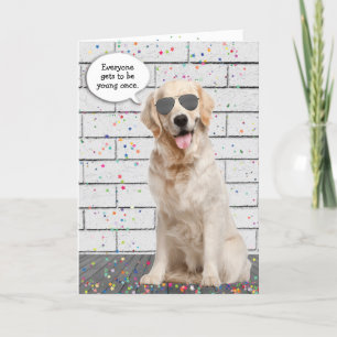 Anniversaire Golden Retriever avec carte Lunettes