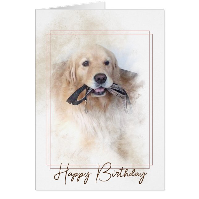 Anniversaire Golden Retriever avec Leash (Devant)