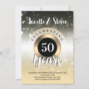 Anniversaire golden tone classe Invitation