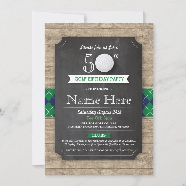 Anniversaire Golf Ball 40e 50e 60e Invitation (Devant)