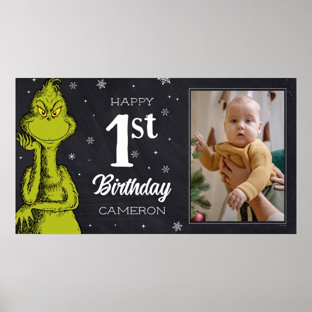 Anniversaire Grinch Tableau Noir (Devant)