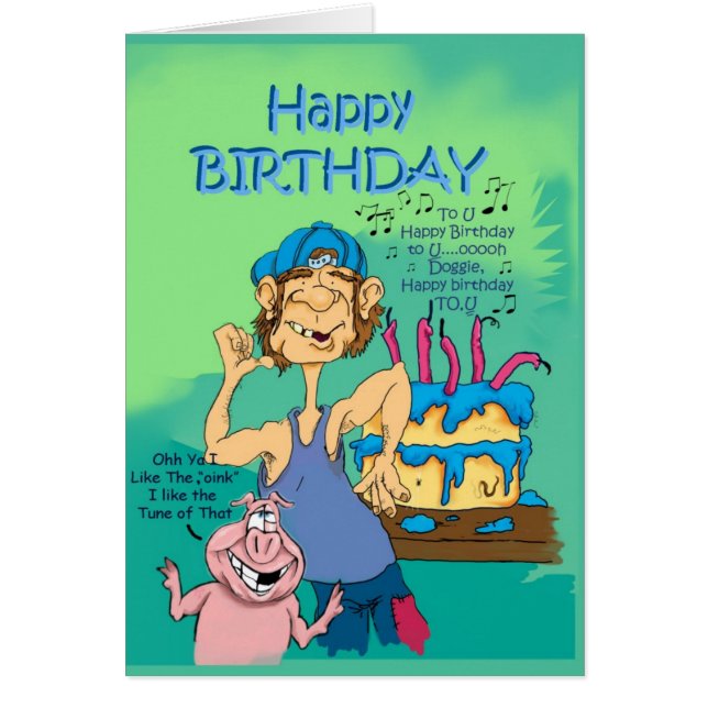 Anniversaire hillbillie n cochon avec chanson (Devant)