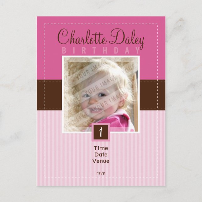 ANNIVERSAIRE INVITATION :: cousue - fille (Devant)