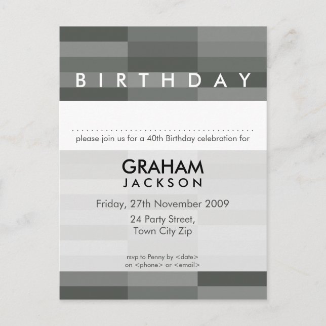 ANNIVERSAIRE INVITATION :: panneau rectangulaire m (Devant)