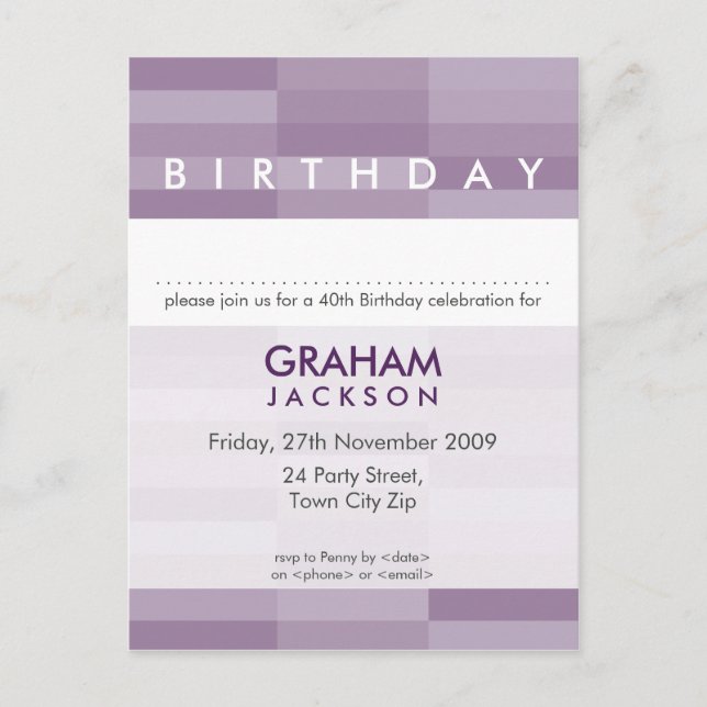 ANNIVERSAIRE INVITATION :: panneau rectangulaire m (Devant)