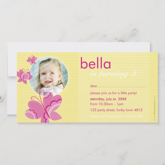 ANNIVERSAIRE INVITATION PHOTOCARD :: flutterbybutt (Devant)