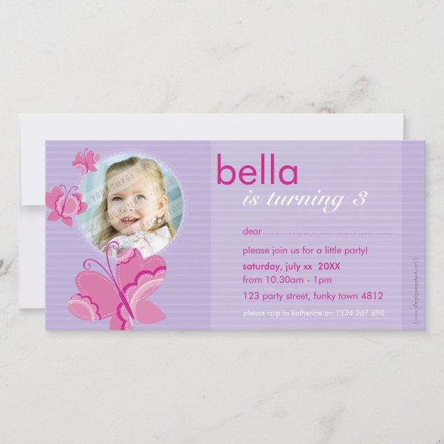 ANNIVERSAIRE INVITATION PHOTOCARD :: flutterbybutt (Devant)