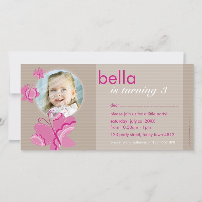 ANNIVERSAIRE INVITATION PHOTOCARD :: flutterbybutt (Devant)