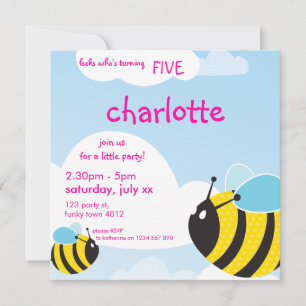 ANNIVERSAIRE INVITATIONS :: abeilles dans le ciel 