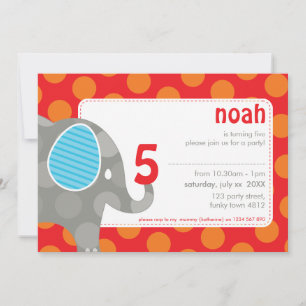 ANNIVERSAIRE INVITATIONS : éléphant + numéro 6L