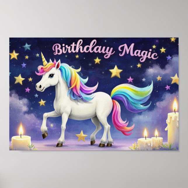 Anniversaire Magie poster Whimsical unicorne art d (Devant)