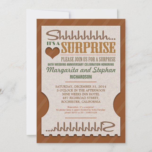 anniversaire mariage surprise belles invitations (Devant)
