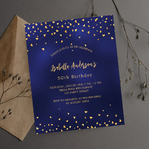 Anniversaire marine bleu coeur or budget invitatio