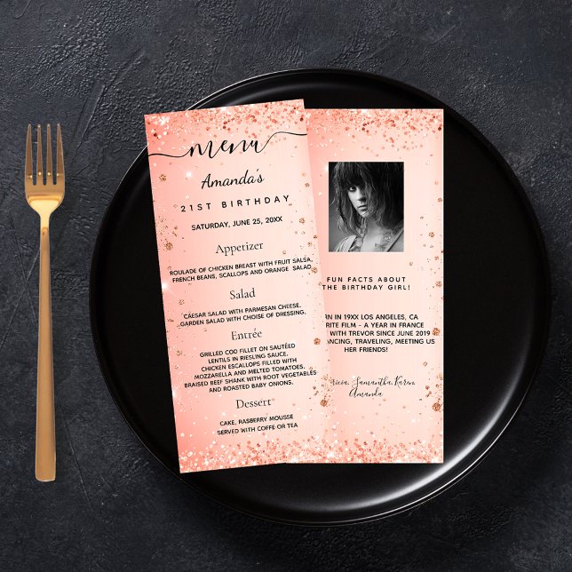Anniversaire Menu orange parties scintillant photo (Créateur téléchargé)