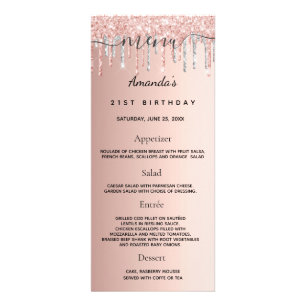 Anniversaire Menu rose or parties scintillant arge