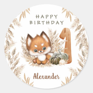 Anniversaire mignon Fox Nom d'automne Stickers