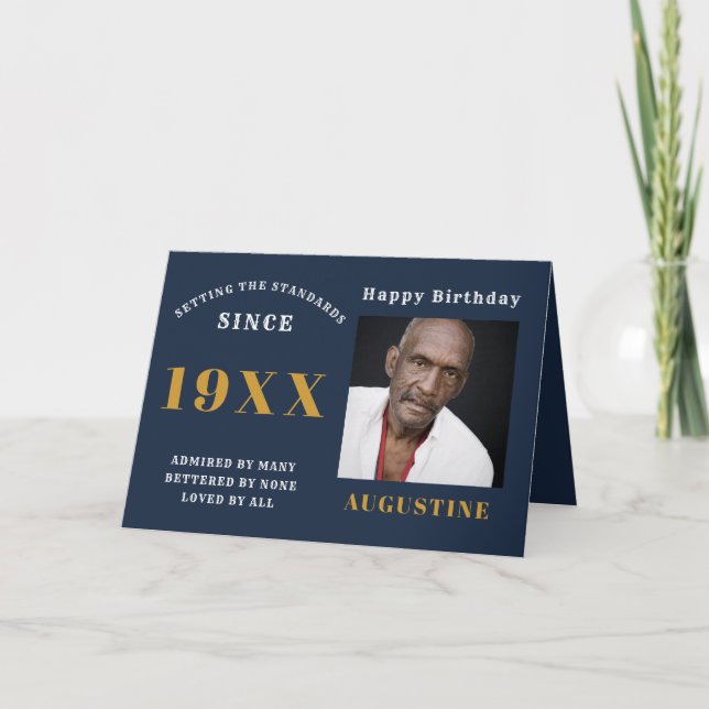 Anniversaire Modèle photo Typographie Nom Blue Gol (Devant)