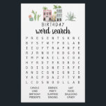 Anniversaire Mot de recherche jeu Anniversaire fêt<br><div class="desc">Achetez ce jeu et profitez de la carte de recherche Word de haute qualité pour votre événement! Design de thème de voyage aquarelle</div>