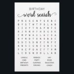 Anniversaire Mot de recherche jeu Anniversaire fêt<br><div class="desc">Achetez ce jeu et profitez de la carte de recherche Word de haute qualité pour votre événement! Design noir et blanc.</div>