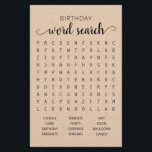 Anniversaire Mot de recherche jeu Anniversaire fêt<br><div class="desc">Achetez ce jeu et profitez de la carte de recherche Word de haute qualité pour votre événement! Conception papier Kraft.</div>