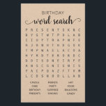 Anniversaire Mot de recherche jeu Anniversaire fêt<br><div class="desc">Achetez ce jeu et profitez de la carte de recherche Word de haute qualité pour votre événement! Conception papier Kraft.</div>