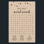 Anniversaire Mot de recherche jeu Anniversaire fêt<br><div class="desc">Achetez ce jeu monochrome et profitez de la carte de recherche Word de haute qualité pour votre événement! Conception papier Kraft</div>