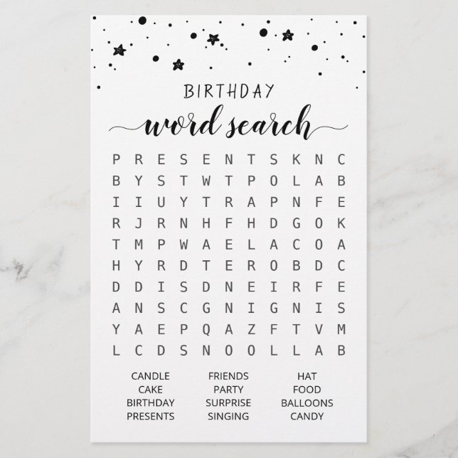 Anniversaire Mot de recherche jeu Anniversaire fêt (Devant)