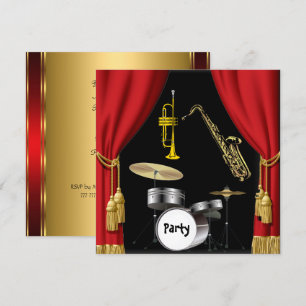 Anniversaire Musique Danse Rideaux Invitation