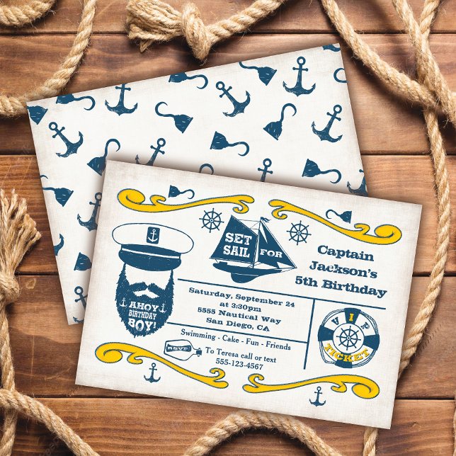 Anniversaire Nautique Old Sailor Invitations (Créateur téléchargé)