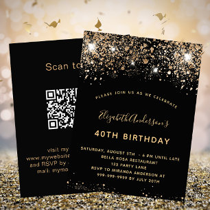Anniversaire Noir Code QR Budget RSVP Invitation