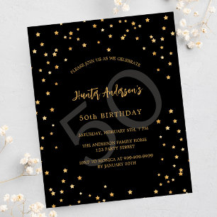 Anniversaire noir étoiles numéro invitation budget
