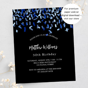 Anniversaire noir marine bleu budget invitation