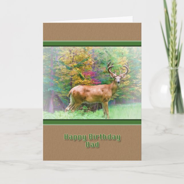 Anniversaire, papa, cerf commun dans la carte en (Devant)