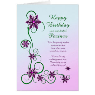 Anniversaire partenaire avec rouleaux et fleurs