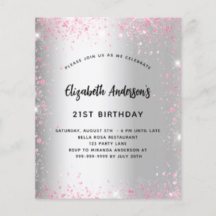 Anniversaire parties scintillant rose argent invit