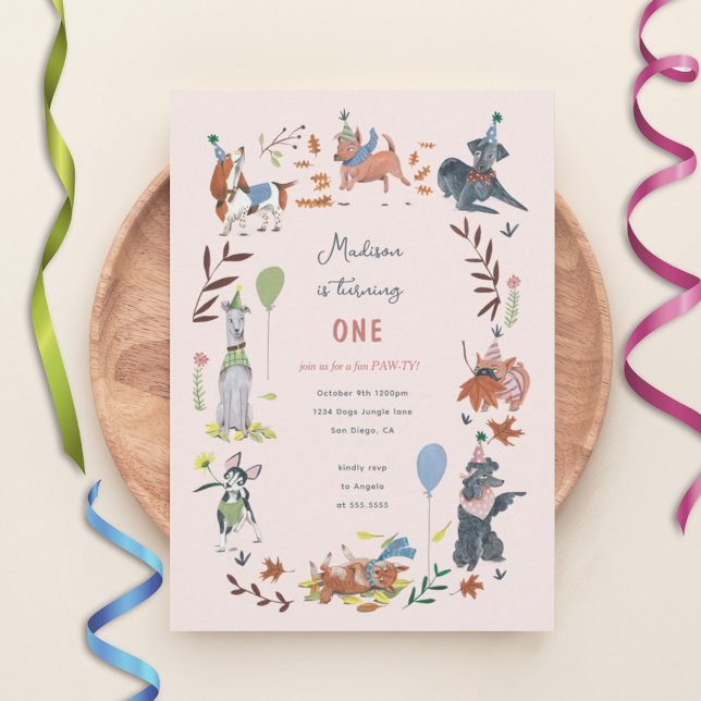 Anniversaire Paw-ty mignon chiot chiens Invitation (Créateur téléchargé)