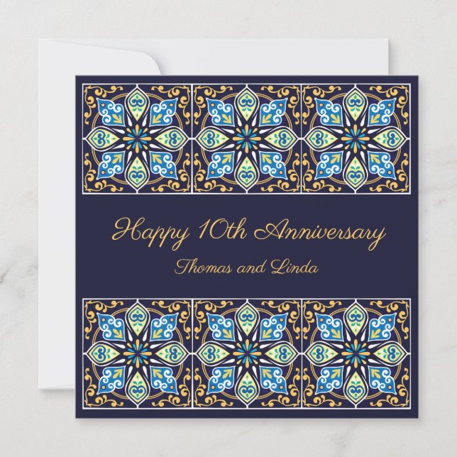Anniversaire personnalisable bleu Azulejos (Devant)