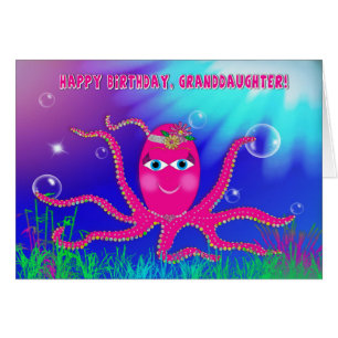 Anniversaire, Petite-fille, Humourant, Poulpe Sass