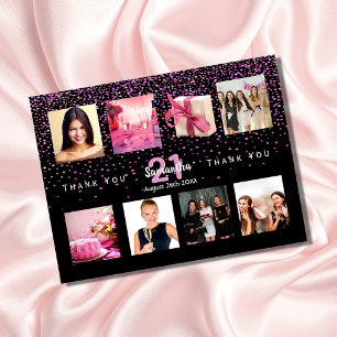 Anniversaire photo collage noir carte de remerciem