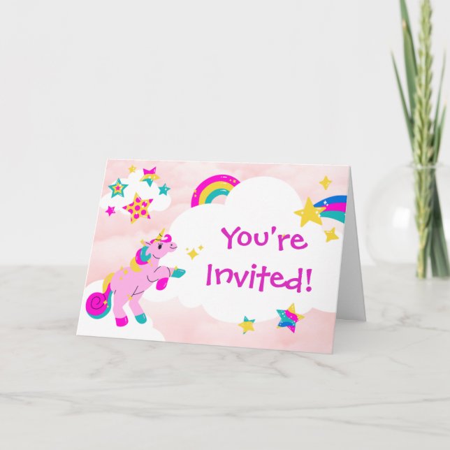 Anniversaire Pink Unicorn Invitation (Devant)
